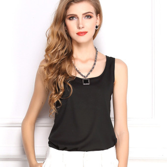 Queen Chiffon Sleeveless Vest T-shirt(Black)  