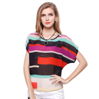 Queen Stripe Loose Chiffon T-shirt(Stripe) - Intl  