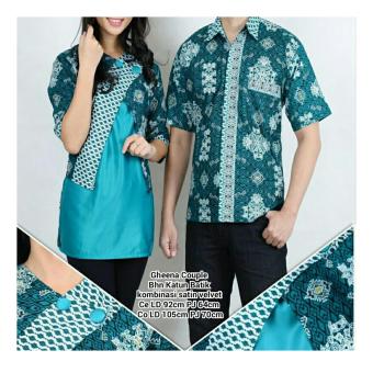 Qx SB Collection Couple Atasan Kemeja Batik Gheena-Hijau  