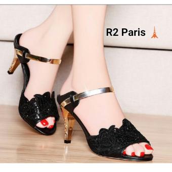 R2 Paris Sepatu Mini Heels Marya - Hitam  