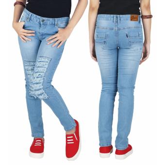 Raindoz Celana Jeans Wanita RNUx117 Torn Style Blue  