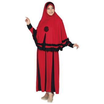 Raindoz Pakaian Muslim Wanita/Gamis + Jilbab/Kerudung ROKx007 Merah  