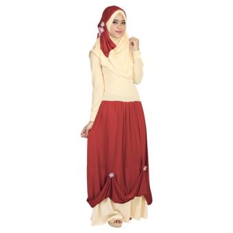 Raindoz Pakaian Muslim Wanita/Gamis + Jilbab/Kerudung RRZ x002 Merah bata Komb  
