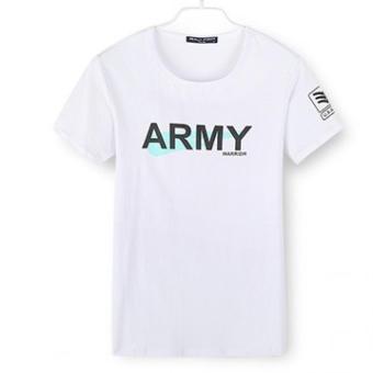 '"''""''''""""''''''''REALLY POINT Men''''''''s Fashion Cotton Printed ARMY Short Sleeves T-shirt (White)'''''''' """"''''""''"'  