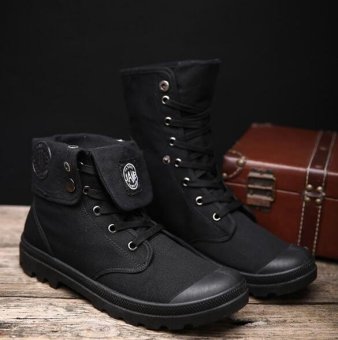 Rising Bazaar High-cut Lightweight Anti-skid Durable Canvas Shoes (Black) - intl  