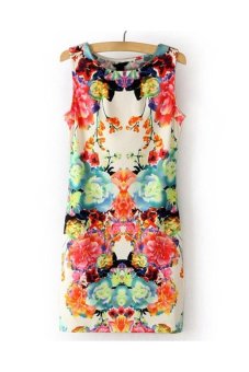 Round Neck Printed Bodycon Dress (Multicolor) TC TC - Intl--TC - intl  