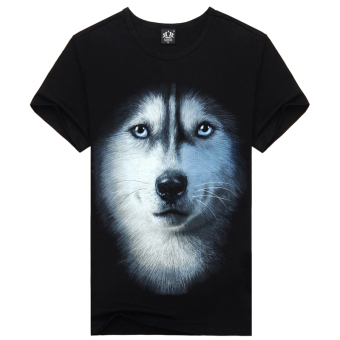 Round neck T shirts Sports and leisure Short sleeves Animal series 3D printing Men's T-shirtï¼ˆblackï¼‰  