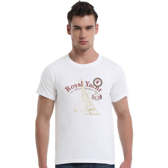 Royal Yacnt For Selected Members Only Swan Club Cotton Soft Men Short T-Shirt (White)   