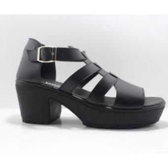 sandal heel wanita - spyder hitam  