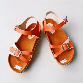 Sandal Wanita Footbed Tricolor TL01 - Orange  
