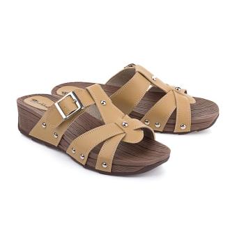 Sandal Wedges Wanita | Sendal Cewek Warna Coklat - LDI 560  