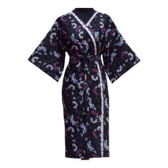 Sanny Apparel B 419 Kimono Batik [Hitam Biru floral]  