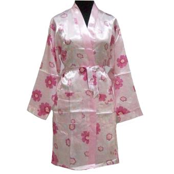 Sanny Apparel D 022 Setelan Kimono Satin Impor - Pink Floral  