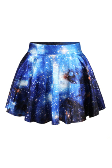 Sanwood High Waist Pleated Galaxy Mini Skirt (Blue) - Intl  