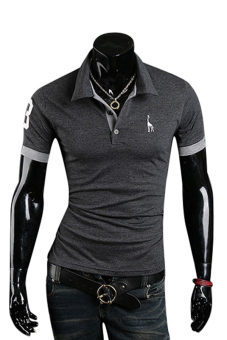 Sanwood Men's Summer Polo Slim Fit Short Sleeve T-Shirt Grey L  