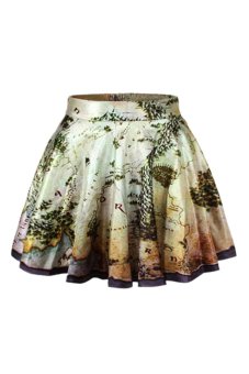 Sanwood Retro Women's High Waist Pleated Mural Mini Skirt  