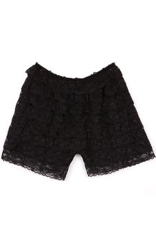 Sanwood Womens Girls Safety 8 Layers Lace Shorts Black  