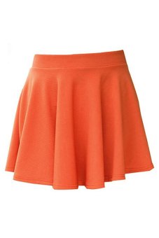Sanwood Women's Stretch Waist Pleated Skater Flared Mini Skirts Orange - Intl  