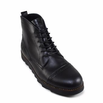 Sauqi Kopp Man Republic Sepatu Boots Pria - Kulit Asli Black  