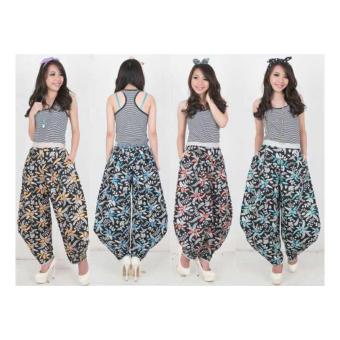 SB Collection Celana Aladin Batik Fourflower Long Pant-Peach  