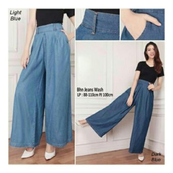 SB Collection Celana Kulot Jeans Nanda Long Pant-Biru Tua  
