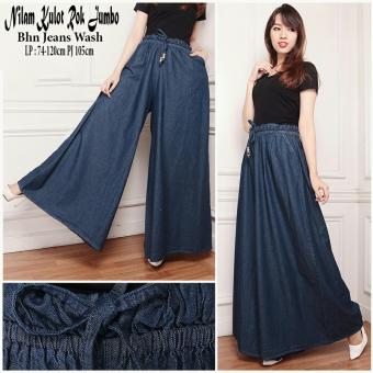 SB Collection Celana Kulot Nilam Long Pant Jumbo-Biru Tua  