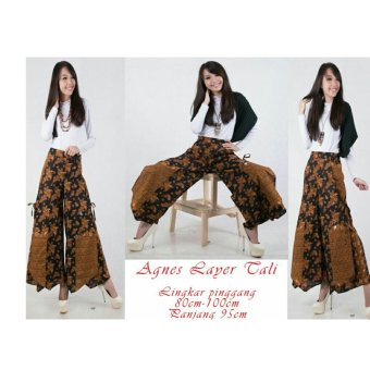 SB Collection Celana Panjang Kulot Agnes Layer Tali-Coklat  