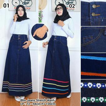 SB Collection Rok Maxi Jeans Sinta Long Skirt- 01 Biru Tua  