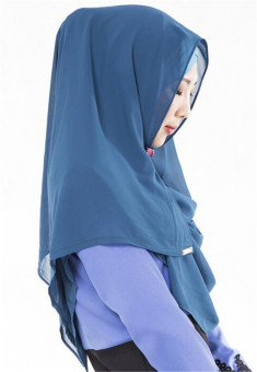 Scarf Woman Muslim Hijab Silk Female Sunscreen (Blue) (Intl)  