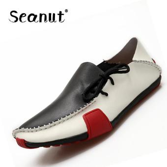 Seanut Fashion Men's Genuine Leather Lace-up casual Peas shoes formal shoes 38-47 (Black) - intl  