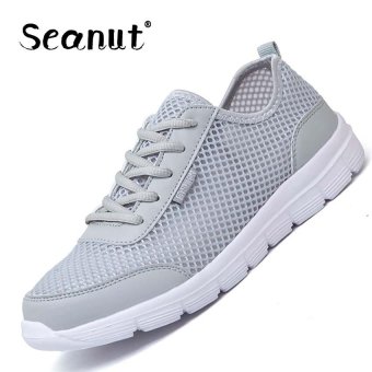 Seanut Fashion Patchwork Casual Breathable Flat Shoes Mesh Sneakers for Men 35-47 (White) - intl  