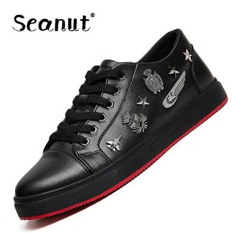 Seanut Fashion Punk men's shoes Flst Shoes PU Leather Sneaker Lace-up (Black) - intl  