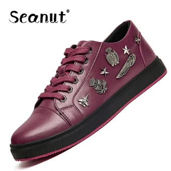 Seanut Fashion Punk men's shoes Flst Shoes PU Leather Sneaker Lace-up (Red) - intl  