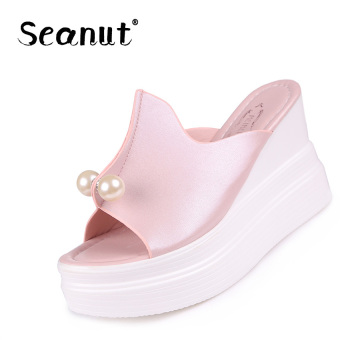 Seanut High Heels Sandals Slippers Antiskid Slippers with Colorful Belt Beach Flip-Flops (Pink) - intl  