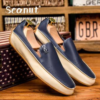 Seanut Hollow Out Breathable Fashion Shoes Men Shoes Casual Flat Slip-Ons&Loafers Shoes 38-47(Blue/White) - intl  
