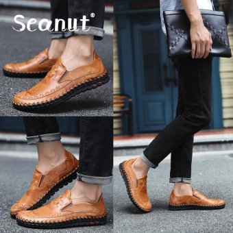 Seanut man's Genuine leather Slip-Ons&Loafers fashion casual shoes (Brown) - intl  