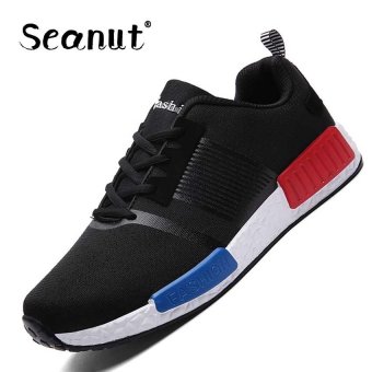 Seanut Men and Women's Fly Line Breatahble Sports Shoes Lace Up Sneakers 36-45(Black) - intl  