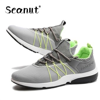 Seanut Men 's Mesh Sports Shoes Lace-Up Casual Shoes Breathable Sneakers (Grey) - intl  