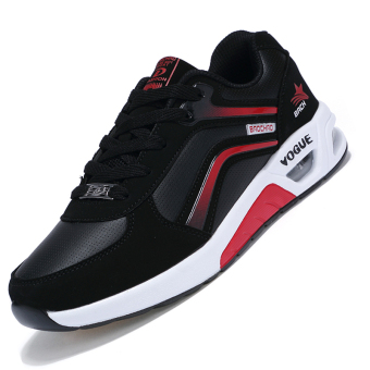Seanut Men's Fashion Breathable Casual Shoes Sports Shoes (Black/Red)  
