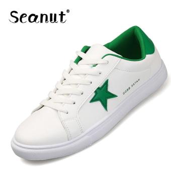 Seanut Men's Fashion Sports Shoes Breathable Couple Casual Shoes White Shoes Student Five-Pointed Star Sneakers (Green) - intl  