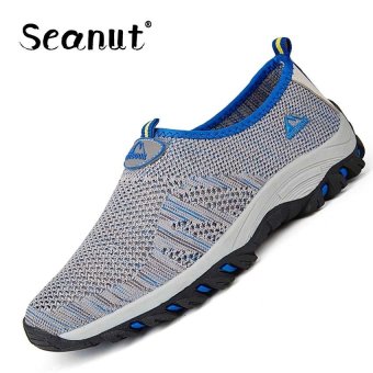 Seanut Men's Mesh Sneakers Breathable Lovers Casual Shoes Slip-Ons & Loafers Shoes35-44(Grey,Blue) - intl  