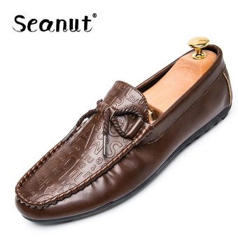 Seanut men's Slip-Ons & Loafers fashion casual flat leather shoes (Brown) - intl  