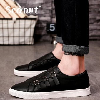 Seanut Men's sports shoes breathable and comfortable casual shoes Velcro Sneakers (Black) - intl  