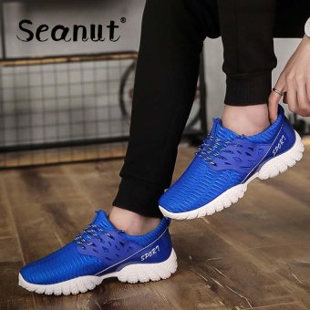 Seanut New Fashion Men's Breathable Casual Shoes Sports Running Sneakers (Blue) - intl  