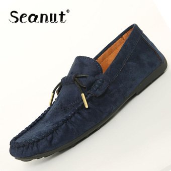 Seanut Slip-Ons&Loafers fashion cow suede leather Shoes for men(Blue) - intl  