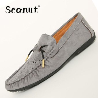 Seanut Slip-Ons&Loafers fashion cow suede leather Shoes for men(Grey) - intl  