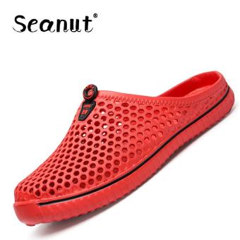 Seanut Woman fashion casual shoes lover beach holow Hole sandals couple Breathable sandals (Red) - intl  