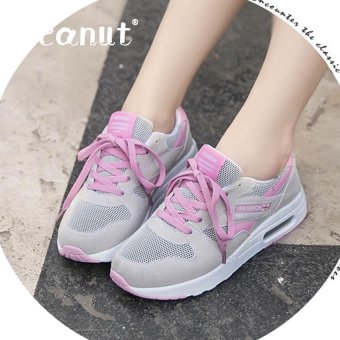 Seanut Woman Fashion Mesh Casual Shoes Sneakers (Grey,Pink) - intl  