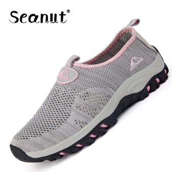 Seanut Woman Mesh Sneakers Breathable Lovers Casual Shoes Slip-Ons & Loafers Shoes35-44(Grey,Pink) - intl  