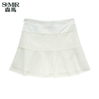 Semir summer new women hollow joint fresh all-match skirts(White)  
